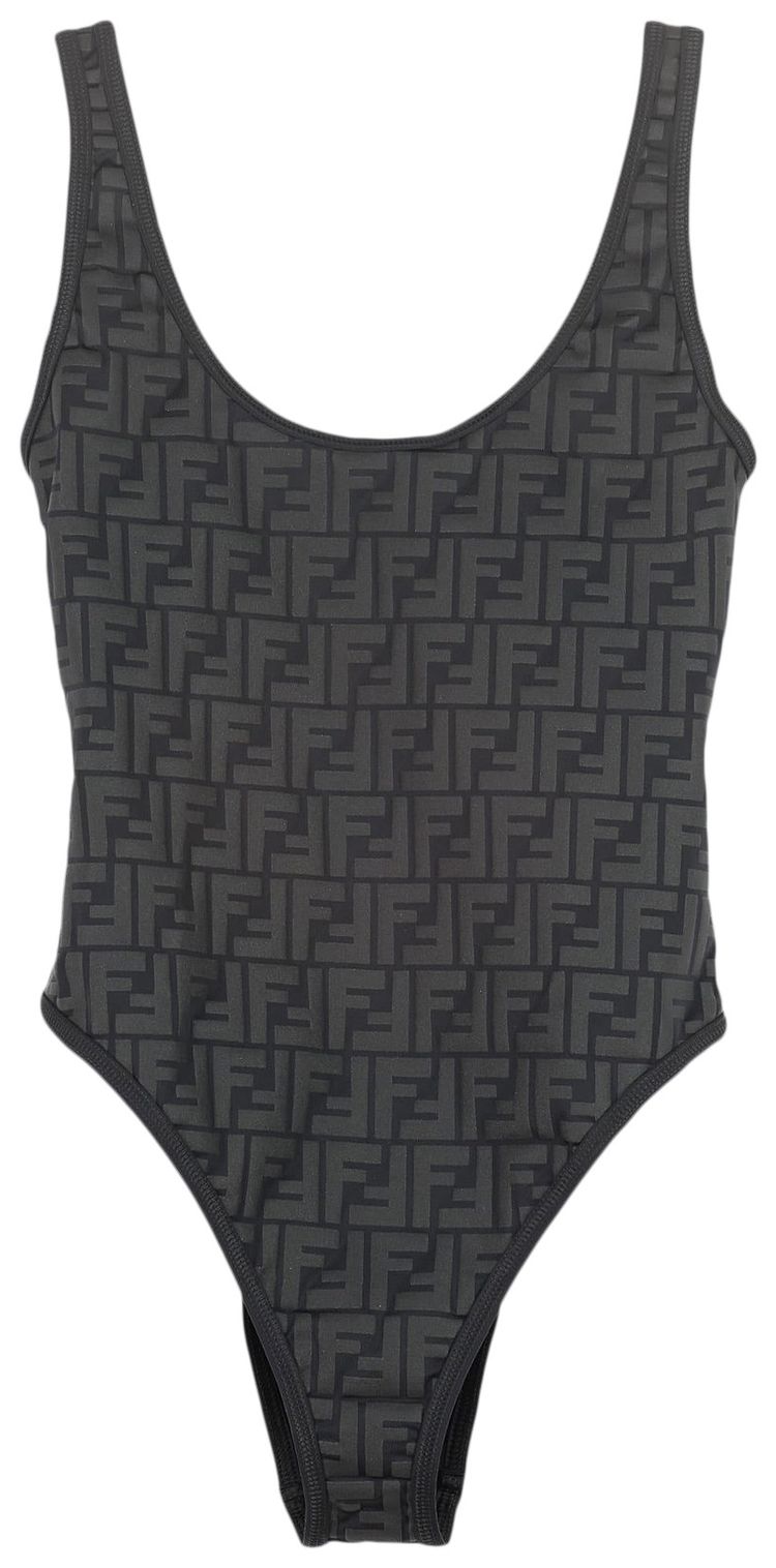Fendi FF Embossed One Piece Swimsuit Black