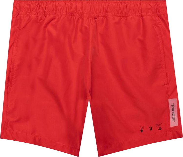 Off White Logo Swimshorts RedBlack