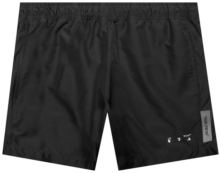 Off White Logo Swimshorts BlackWhite