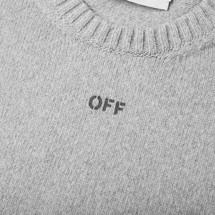 Off White Diag Knit Crewneck Melange Grey