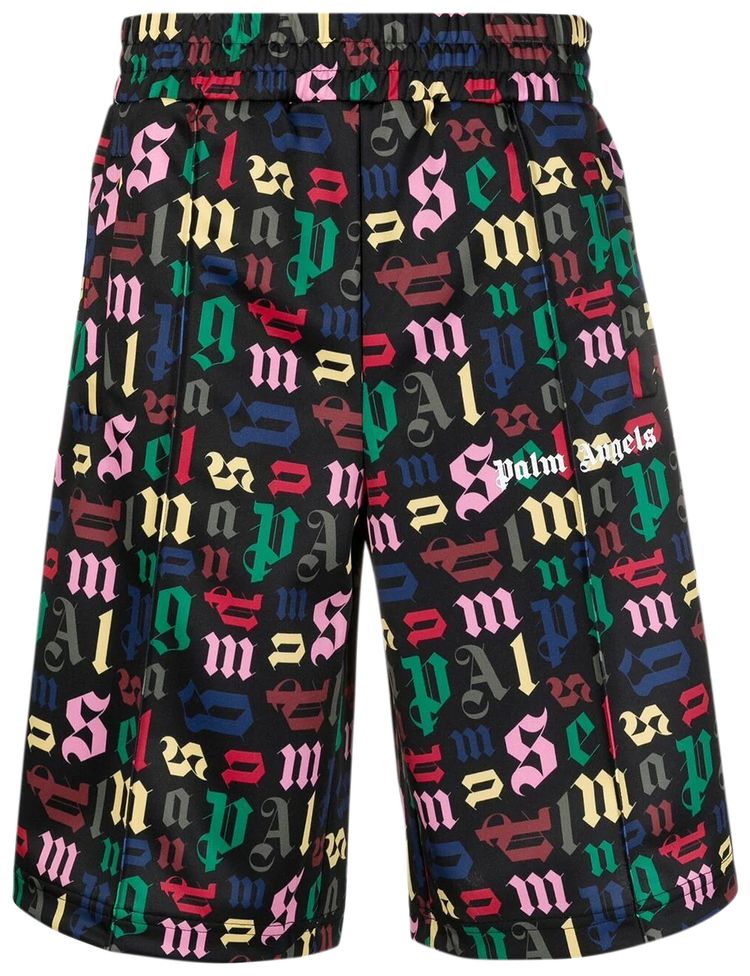 Palm Angels Monogram Track Shorts BlackMulticolor