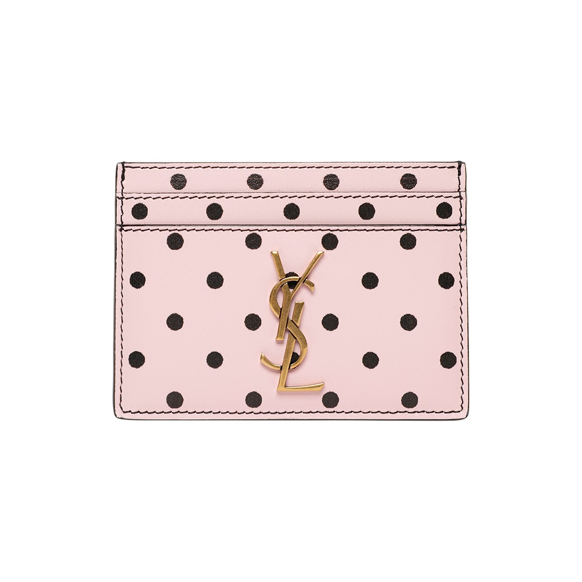 Buy Saint Laurent Polka Dot Logo Card Holder Rosa Nero 370778 2Q80W 5860 GOAT