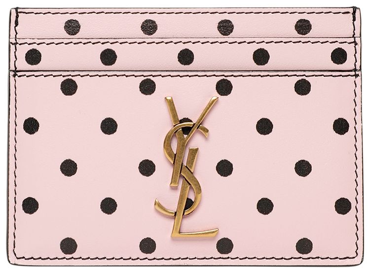 Saint Laurent Polka Dot Logo Card Holder RosaNero