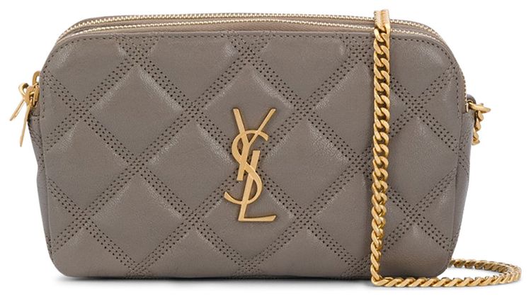 Saint Laurent Becky Double Zip Pouch Warm Taupe