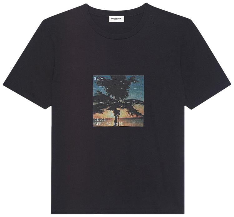 Saint Laurent Print T Shirt BlackMulticolor
