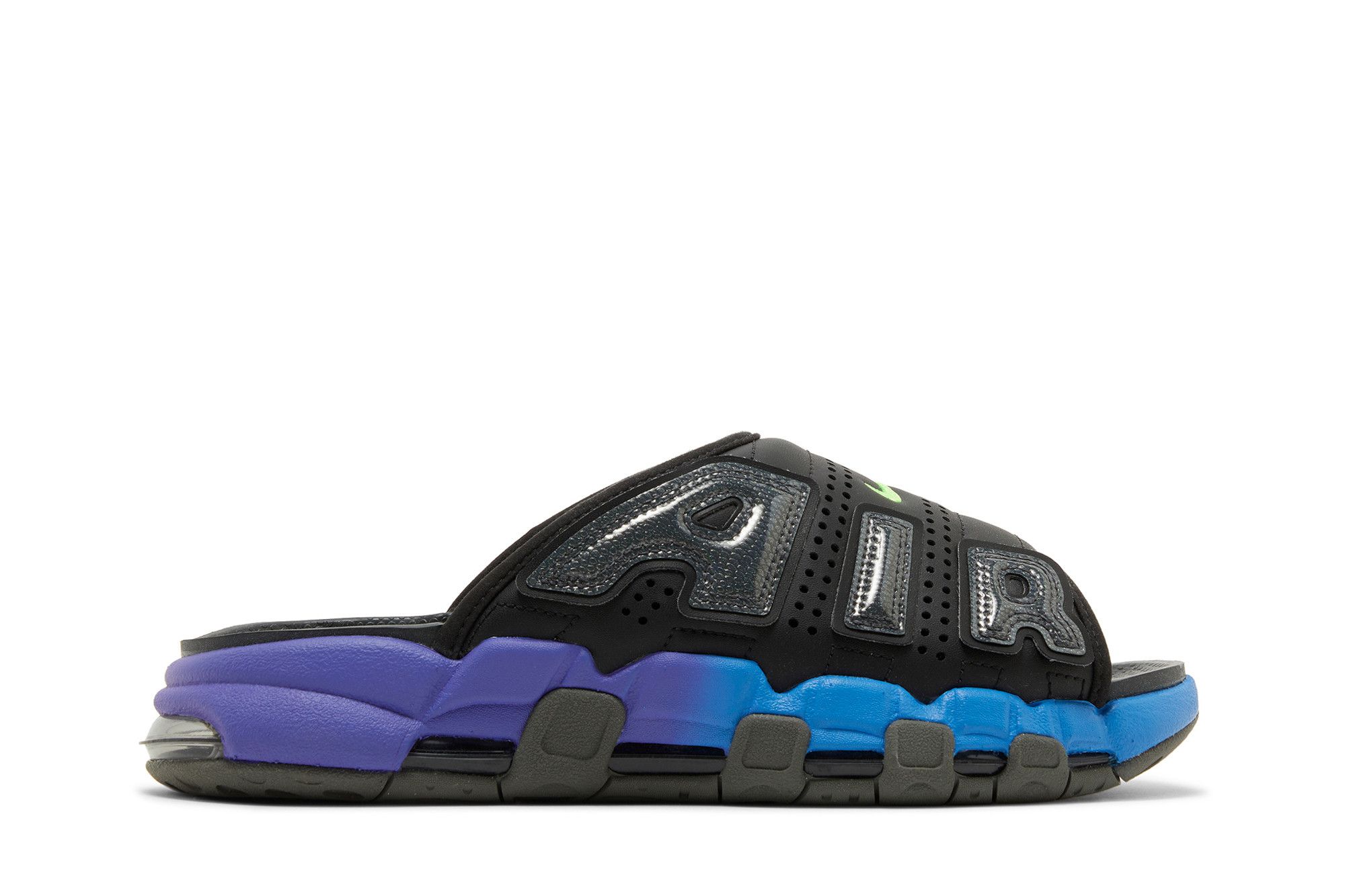 Size 11.0 Air More Uptempo Slide 'Black Blue Purple Gradient'