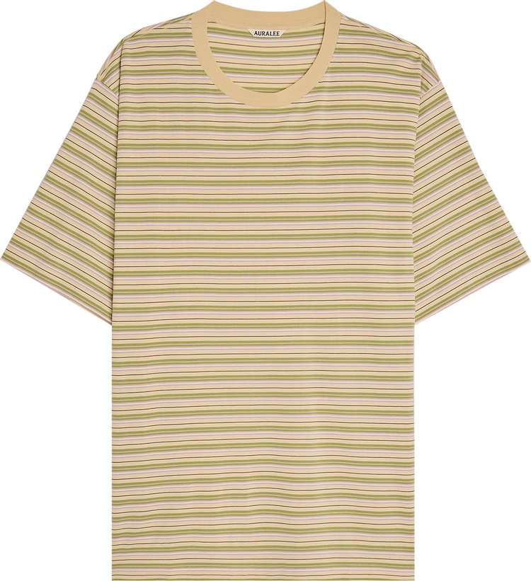 Auralee Border Tee Beige Border