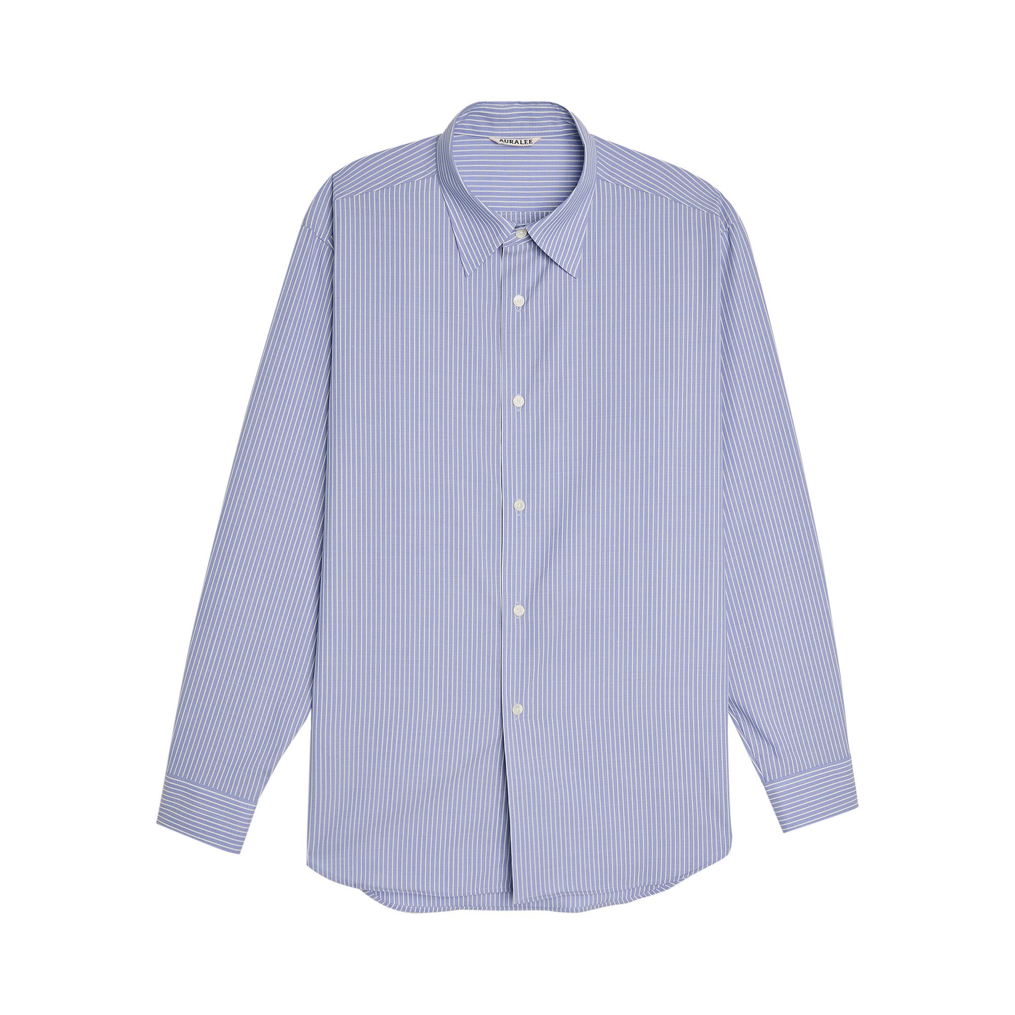 トップス AURALEE 24AW STRIPE STAND COLLAR SHIRT Hard Twist Finx Organdy Stripe Shirt — Light Beige Stripe