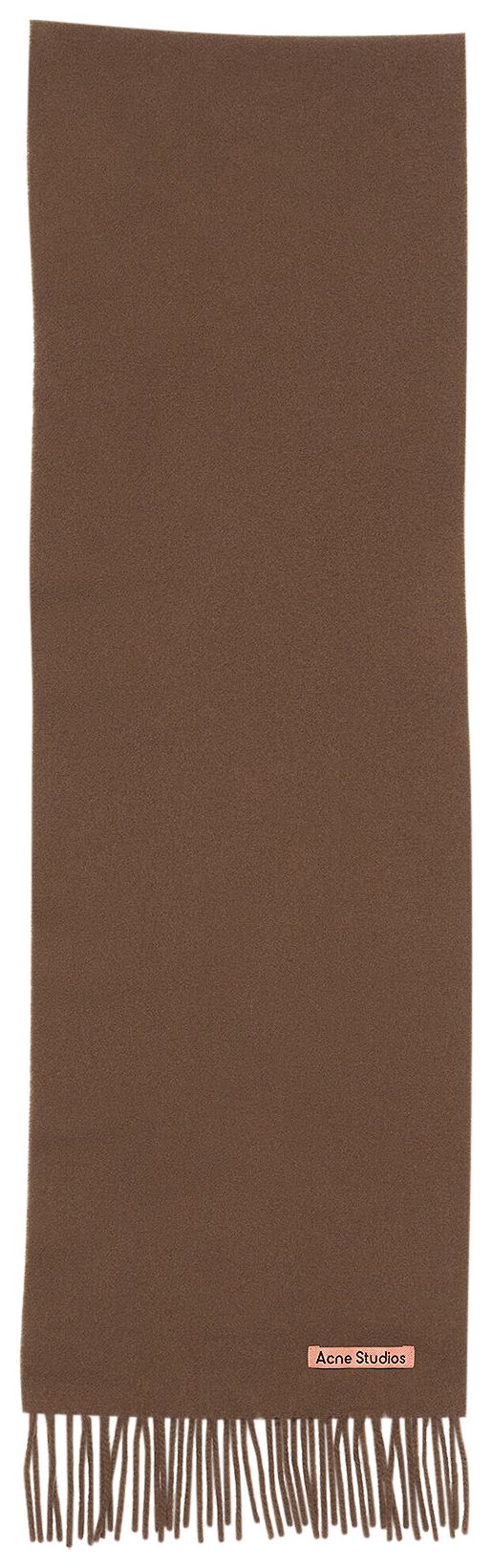 Acne Studios Skinny Fringe Wool Scarf Chocolate Brown