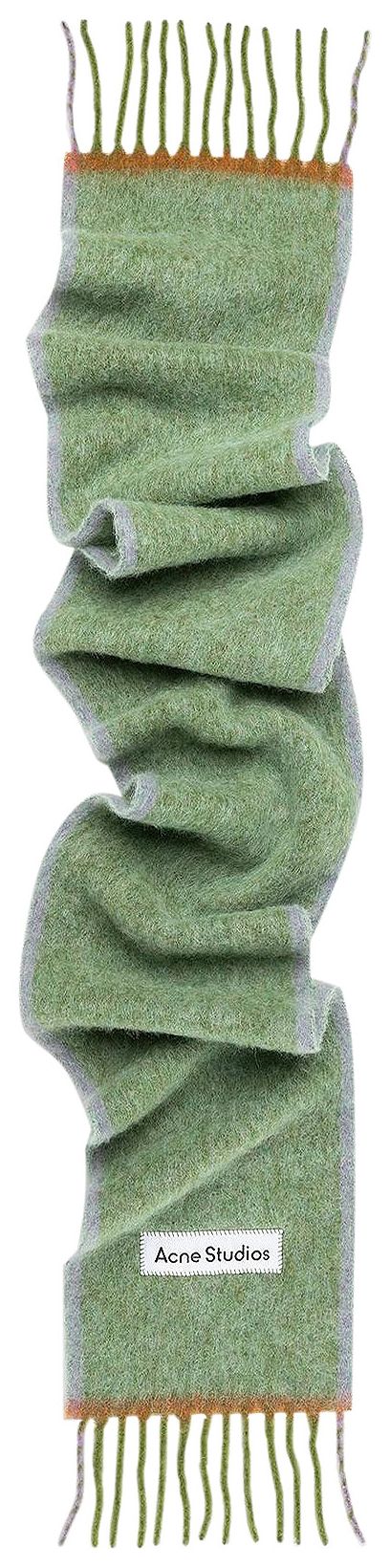 Acne Studios Logo Fringe Scarf Grass Green