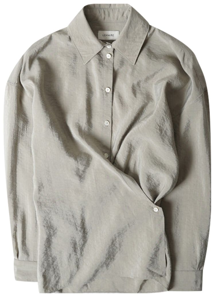Lemaire Straight Collar Twisted Shirt Light Misty Grey