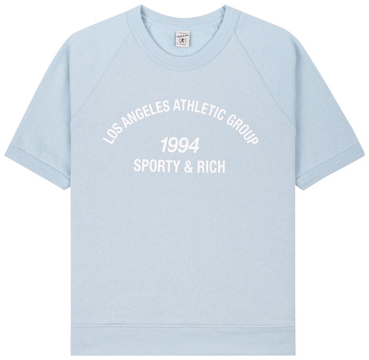 Sporty  Rich LA Athletic Group Short Sleeve Crewneck China BlueWhite