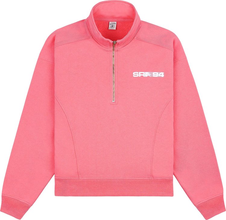 Sporty  Rich Bold Logo Quarter Zip Cotton CandyWhite