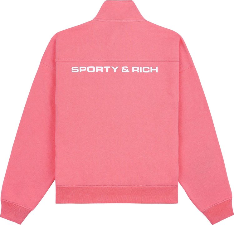 Sporty  Rich Bold Logo Quarter Zip Cotton CandyWhite