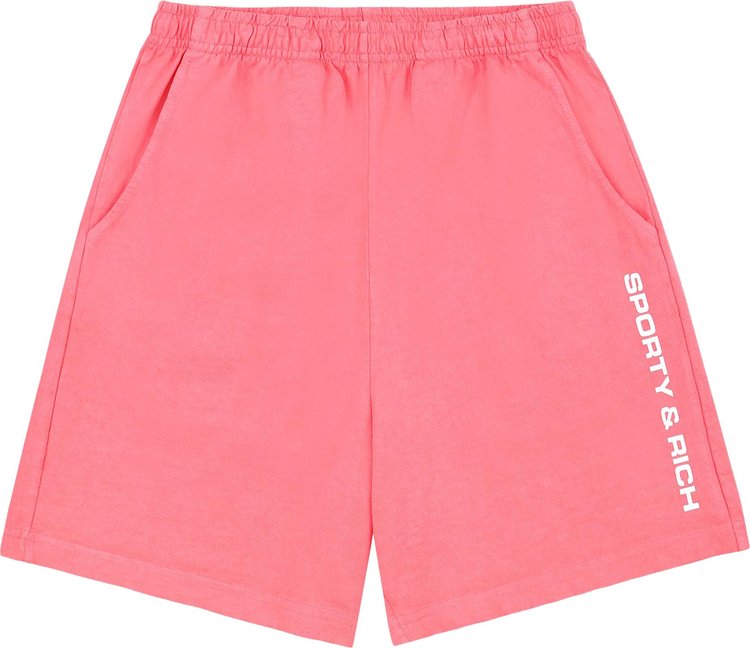 Sporty  Rich Bold Logo Gym Shorts Cotton CandyWhite