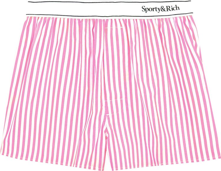 Sporty  Rich Serif Logo Boxer Shorts WhitePink Large Stripe