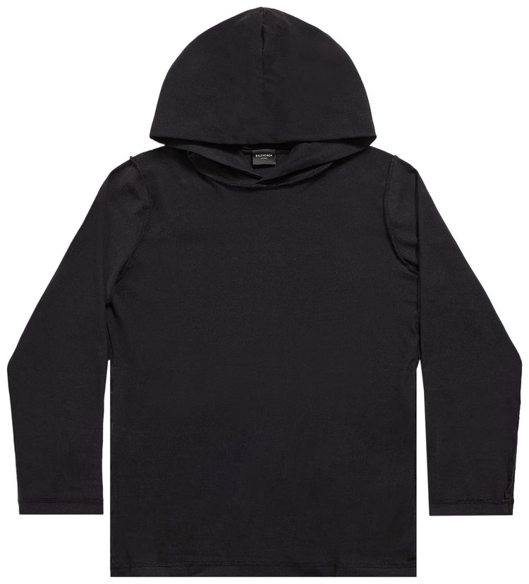Balenciaga Long Sleeve Hooded T Shirt Faded Black