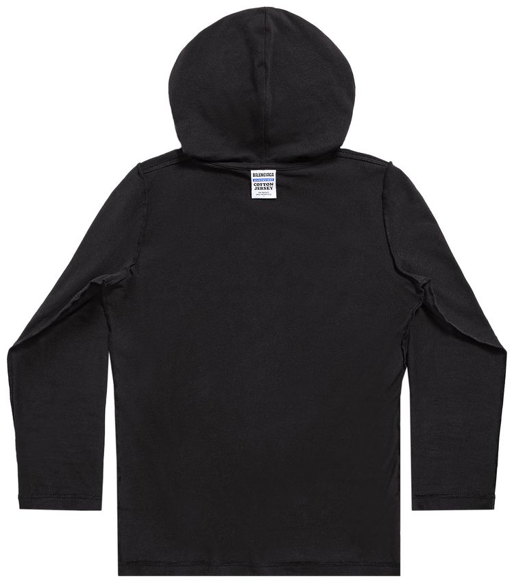 Balenciaga Long Sleeve Hooded T Shirt Faded Black
