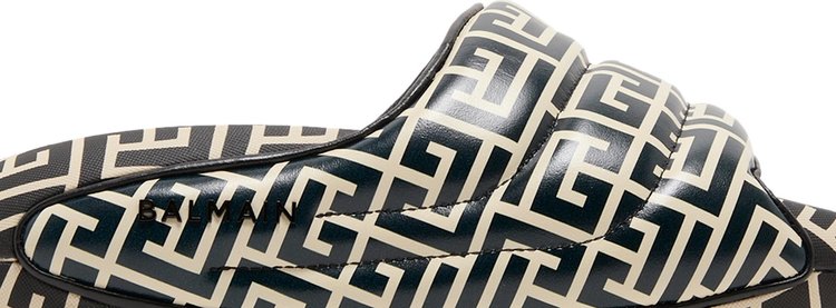 Balmain Wmns B IT Quilted Leather Mules Bicolor Monogram   Black White