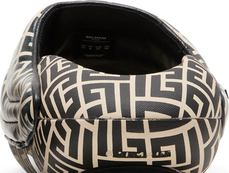 Balmain Wmns B IT Quilted Leather Mules Bicolor Monogram   Black White