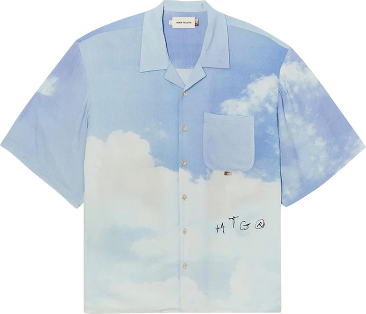 Honor The Gift Squadron Camp Short Sleeve Button Up Sky Blue