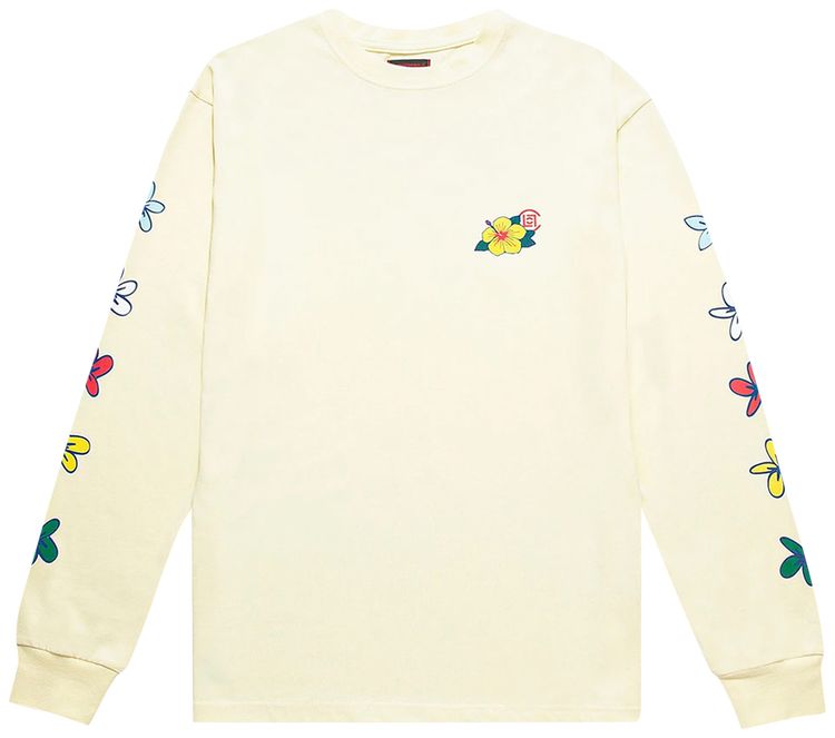 CLOT Flowers Pint Long Sleeve Tee Off White