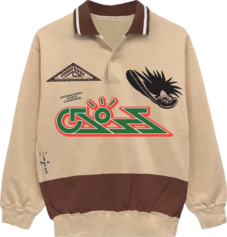 Cactus Jack by Travis Scott Cross Rugby Sweater TanBrown