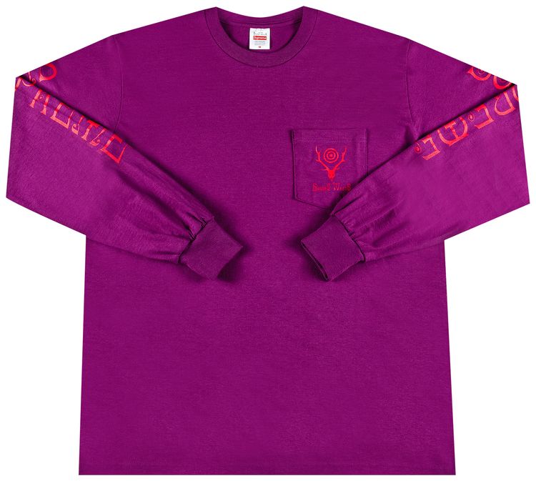 Supreme x SOUTH2 WEST8 Long Sleeve Pocket Tee Purple