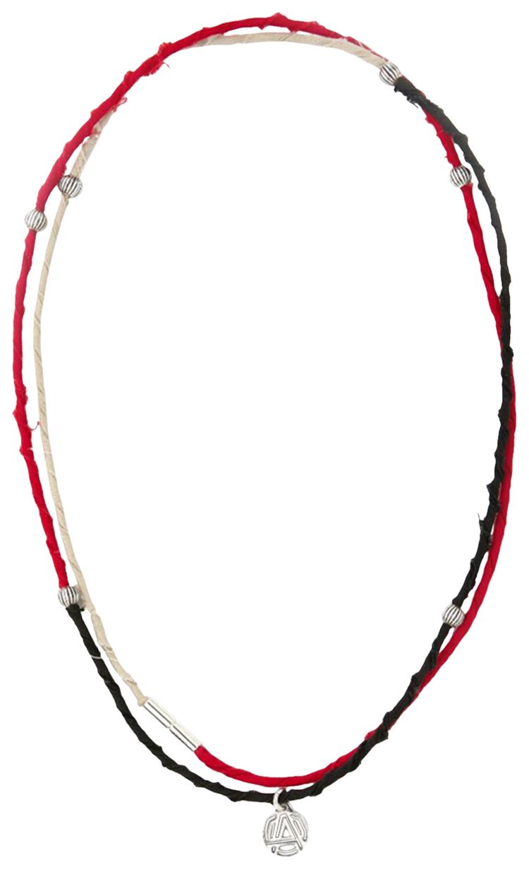 Ambush Emblem Charm Braided Necklace RedSilver