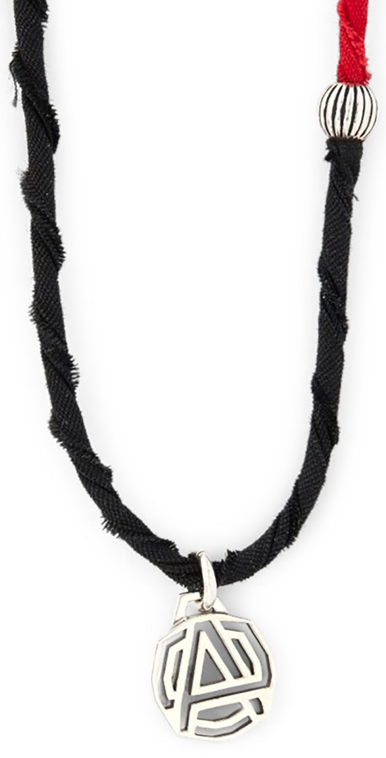 Ambush Emblem Charm Braided Necklace RedSilver