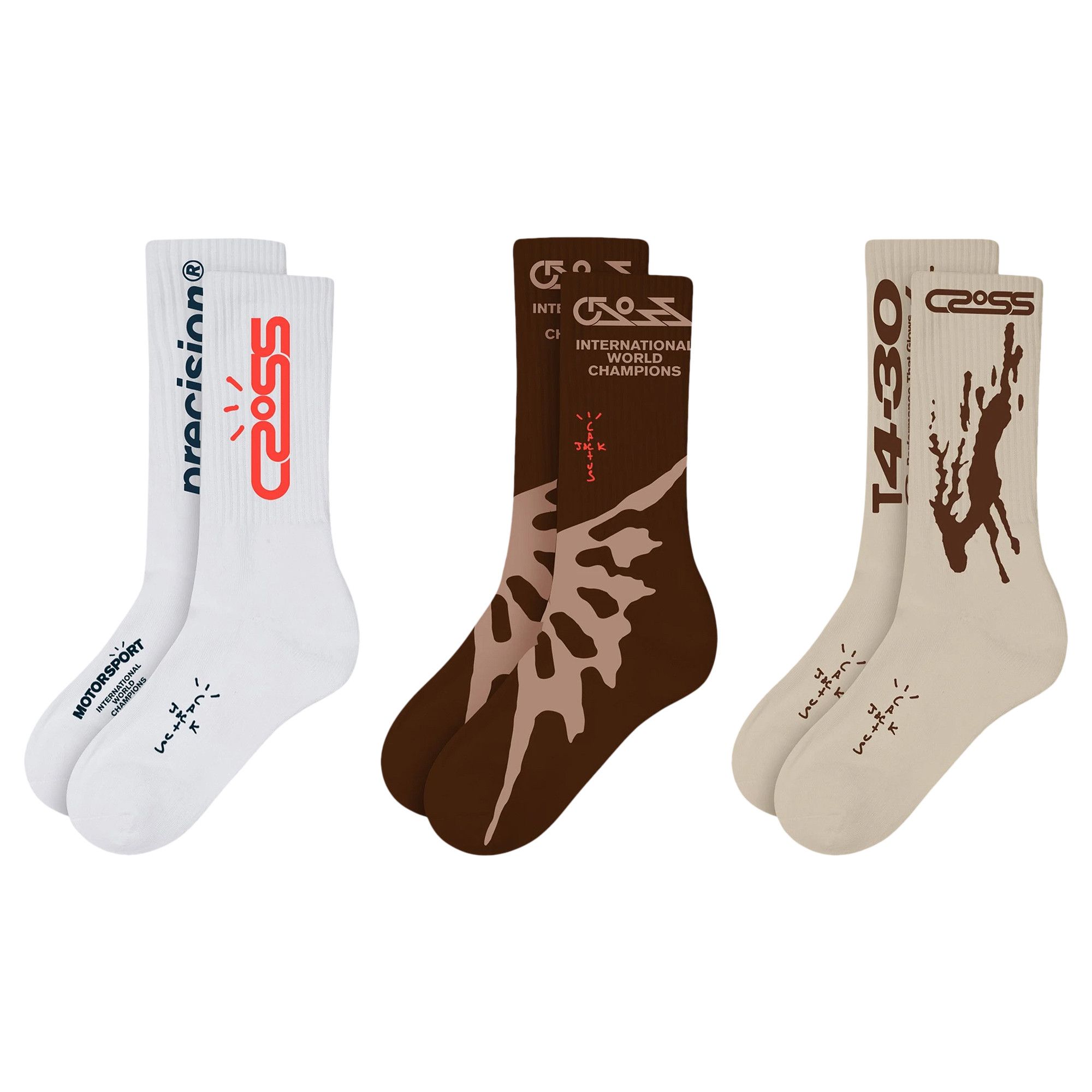 流行り の ブランド  Scott Travis by Jack Cactus Crossover 'White/Brown/Tan' Pack) (3 Socks レッグウェア