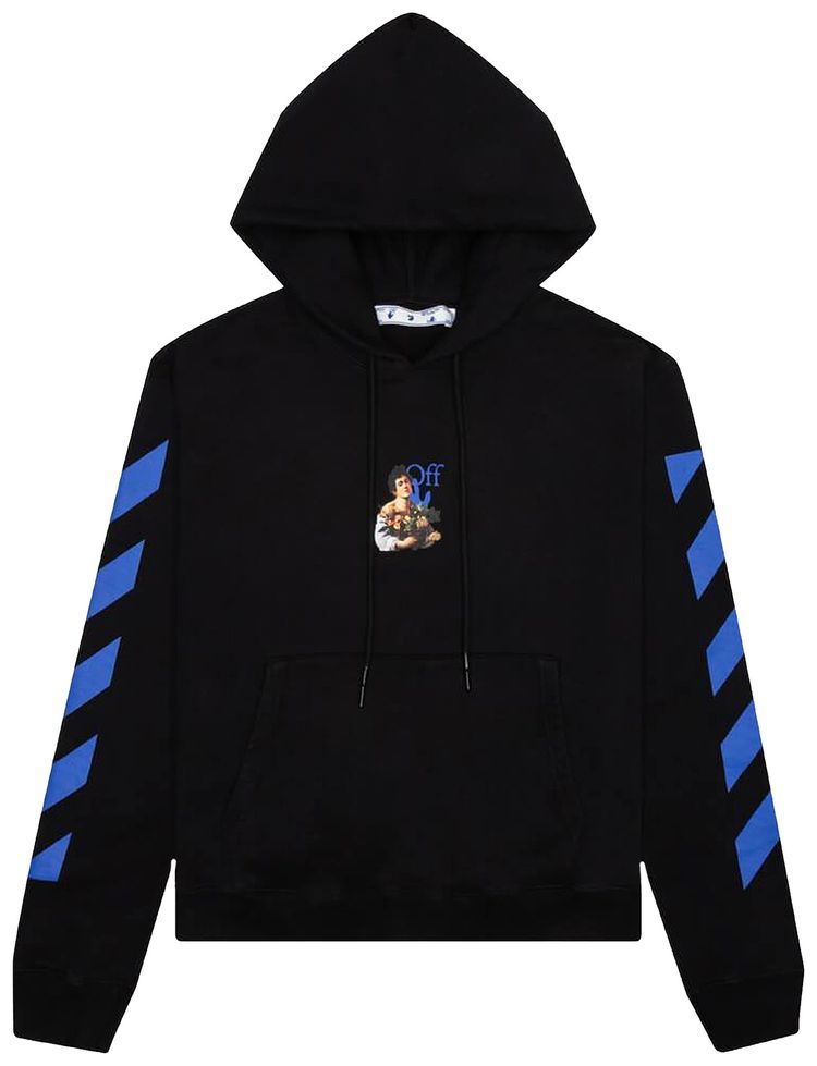 Off White Caravaggio Boy Marker Slim Hoodie BlackLight Blue