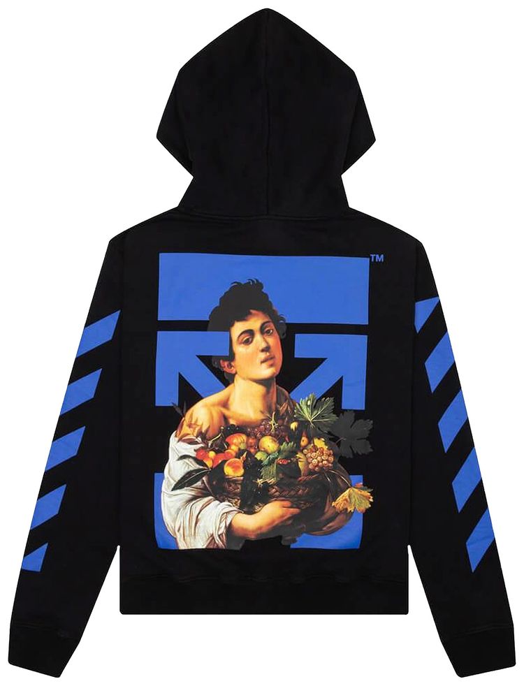 Off White Caravaggio Boy Marker Slim Hoodie BlackLight Blue