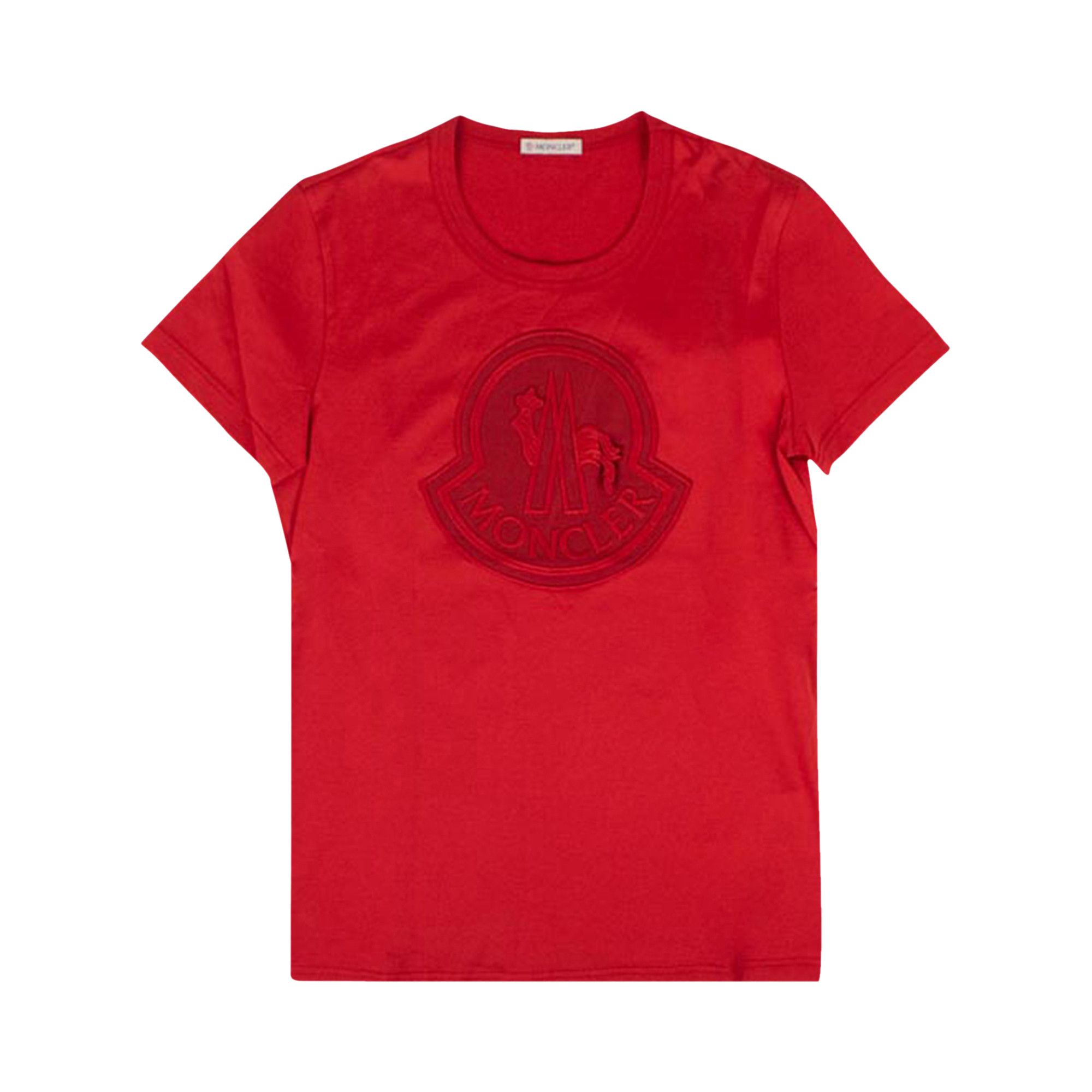 Buy Moncler Embroided Logo Print T Shirt Red 80629 00 8390X 45C GOAT