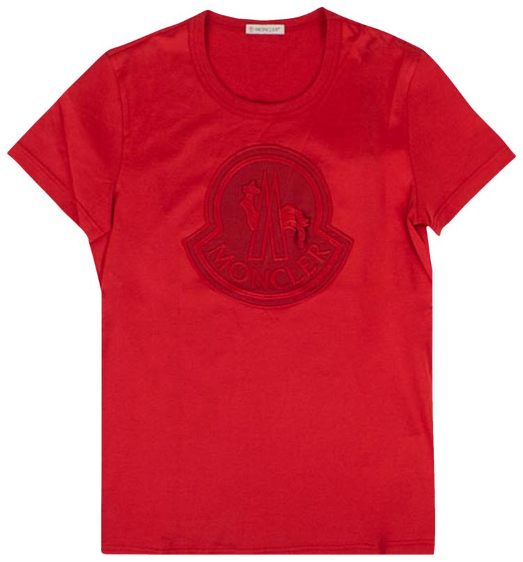 Moncler Embroided Logo Print T Shirt Red