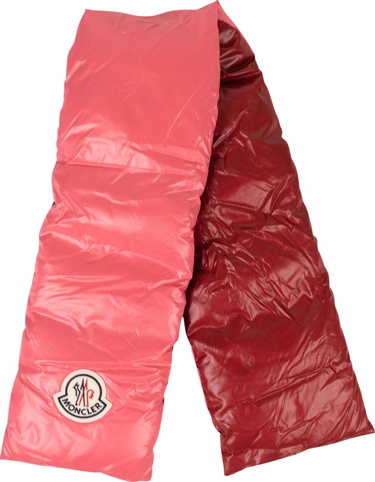 Moncler Two Tone Logo Puffer Scarf PinkRed