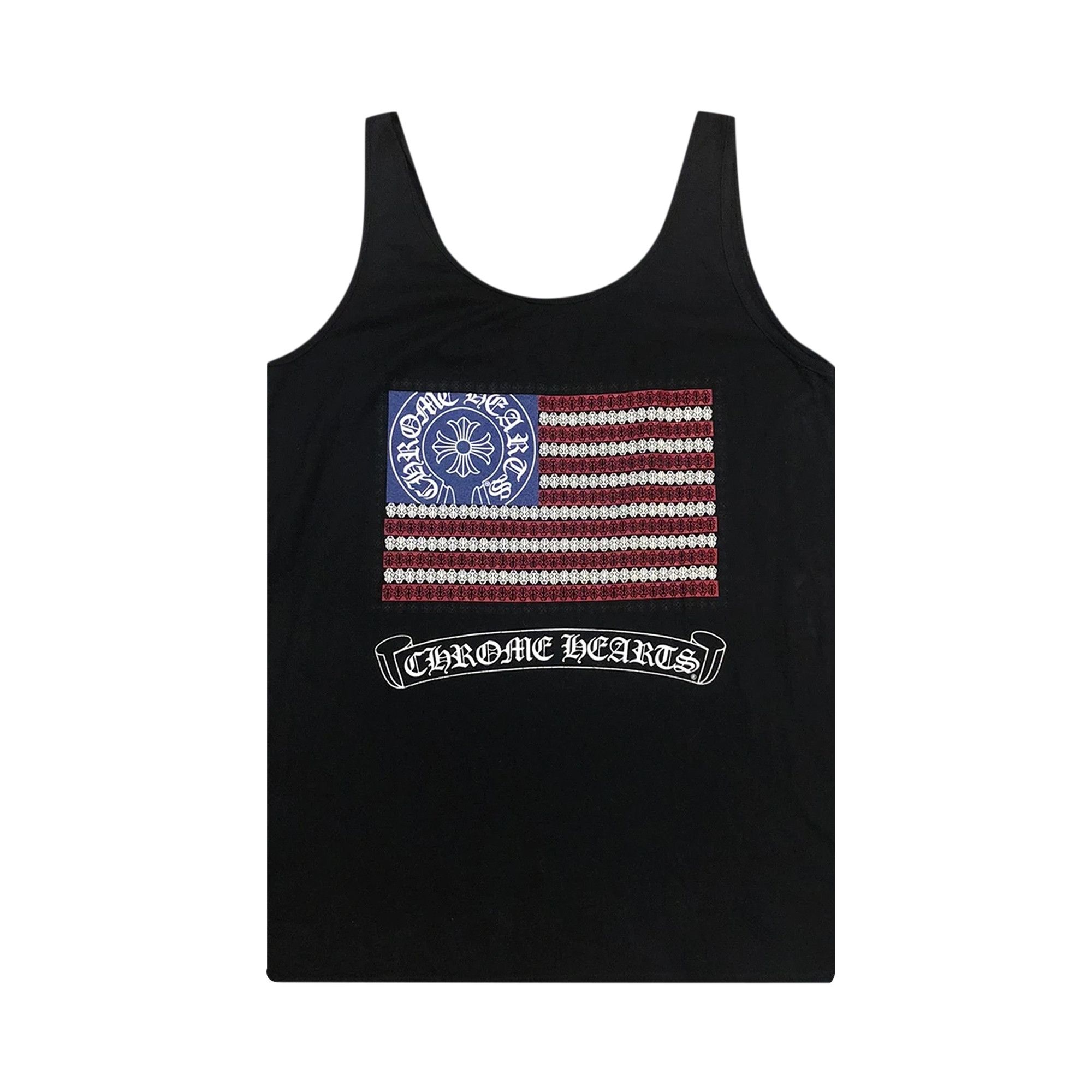 超美品CHROME HEARTS アメリカ国旗タンクトップ Buy Chrome Hearts American Flag Tank Top 'Black' - 1383