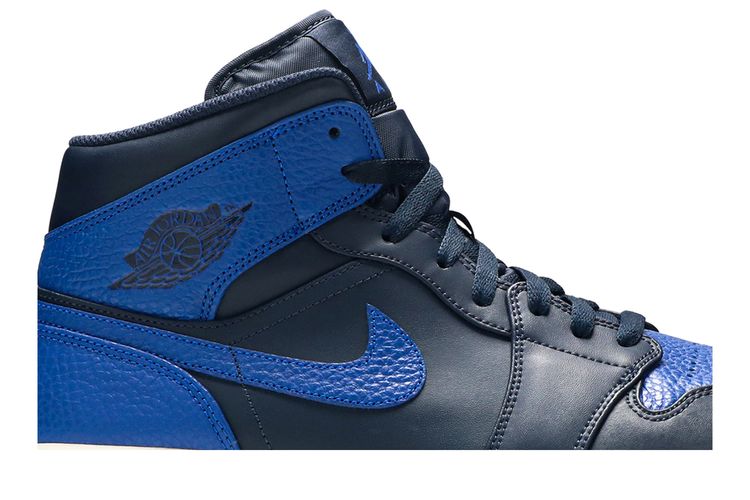 NIKE AIR JORDAN 1 Mid Obsidian Black Game Royal Blue Sneakers #554724-412 Sz 13 Air Jordan 1 Retro Mid  main image 2