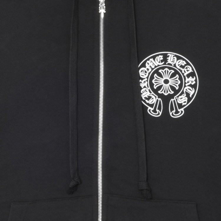 Chrome Hearts Horseshoe Floral Cross Zip Hoodie Black