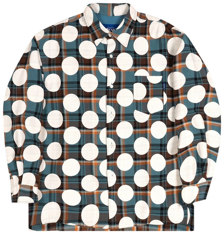 Awake NY Polka Dot Flannel Shirt Dusty Blue