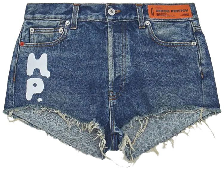 Heron Preston Spray Denim Shorts Vintage BlueWhite