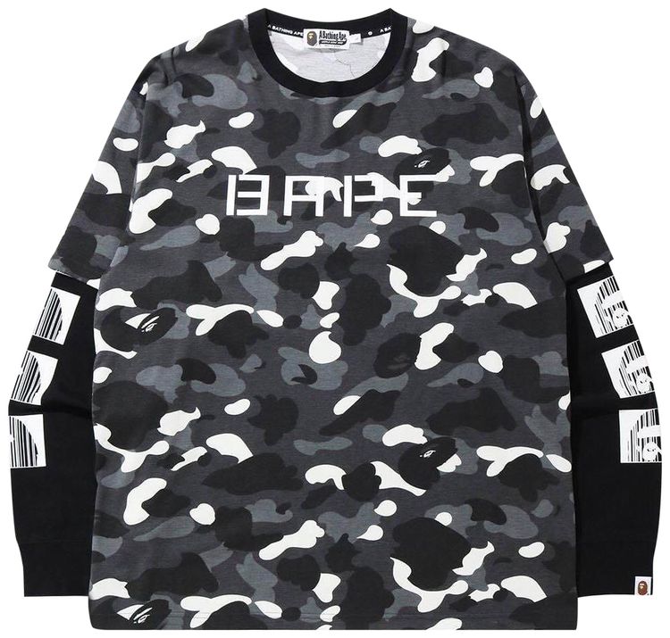 Buy BAPE Relaxed Fit City Camo Layered Long-Sleeve Tee 'Black' - 1G80