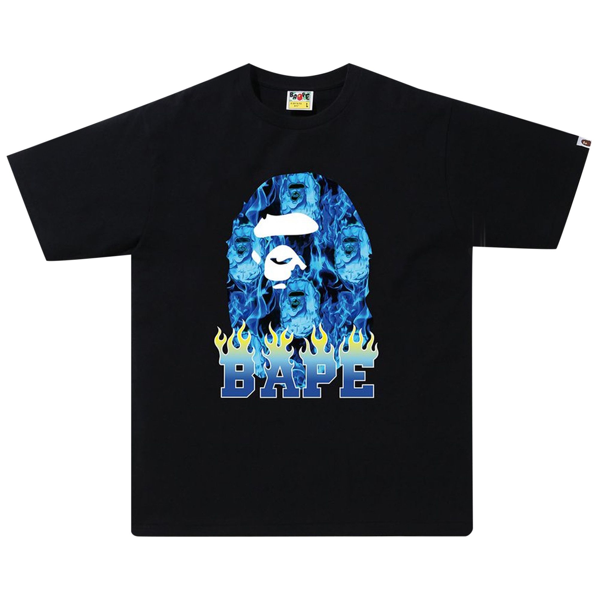 Buy BAPE Ape Head Flame Tee 'Black/Blue' - 1G30 110 075