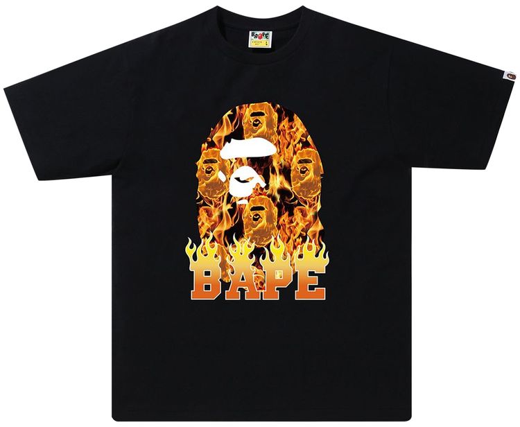 BAPE Ape Head Flame Tee BlackOrange