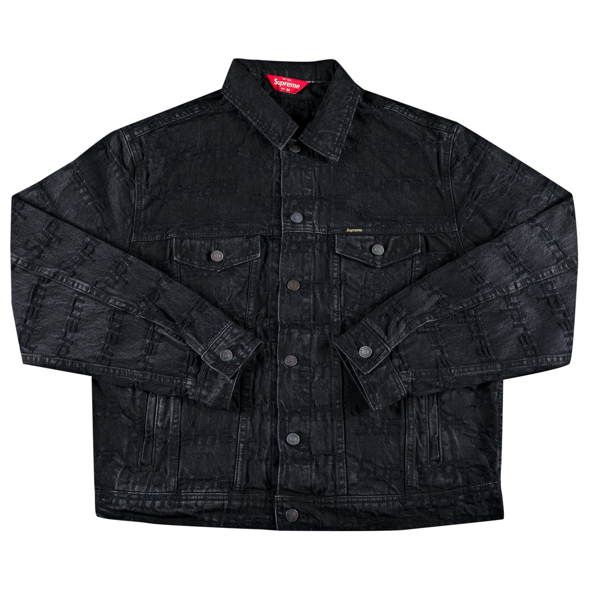 Supreme Frayed Logos Denim Trucker Jacket 'Black'