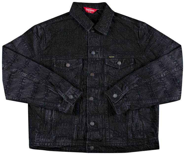 Supreme Frayed Logos Denim Trucker Jacket Black
