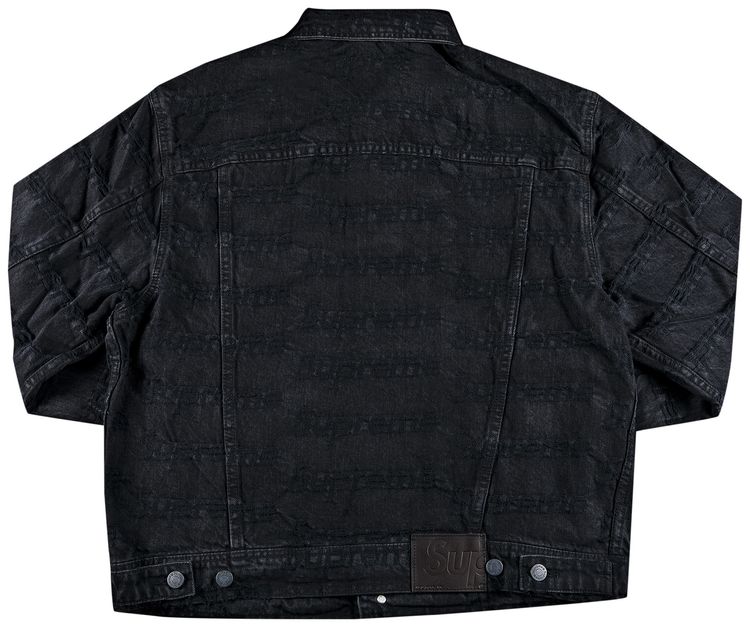 Supreme Frayed Logos Denim Trucker Jacket Black