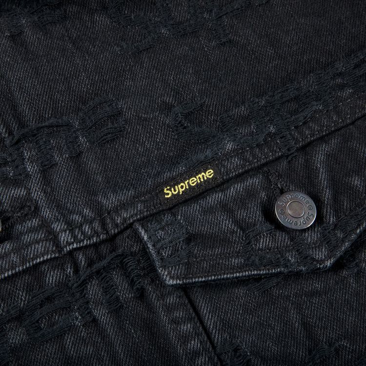 Supreme Frayed Logos Denim Trucker Jacket Black