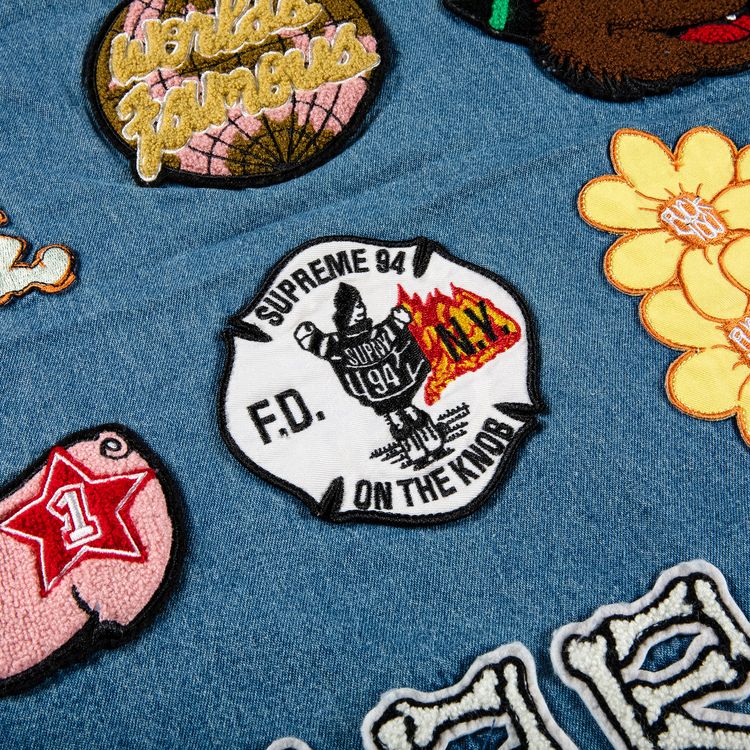 Buy Supreme Patches Denim Baseball Jersey 