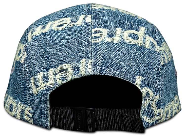 Supreme Frayed Logos Denim Camp Cap Blue